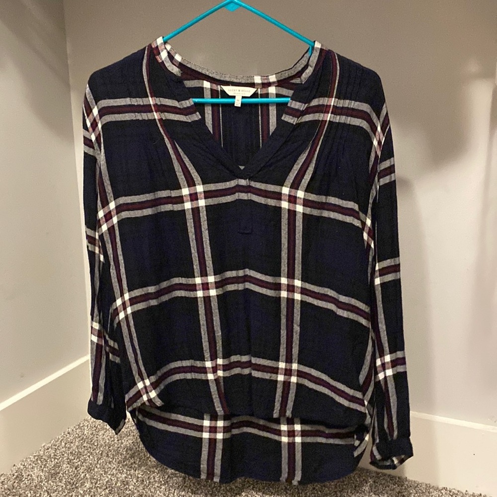 Lucky Brand Navy Flannel Blouse